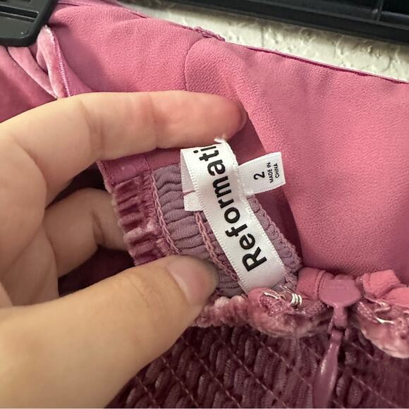 Reformation Lanesia Velvet Dress Sugar Plum Pink 2 - Picture 4 of 7